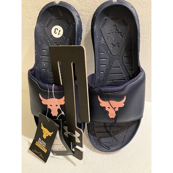 Under Armour Project Rock 3  SL  3026034 403 man blue slides  sz 13 Brand New main image 4
